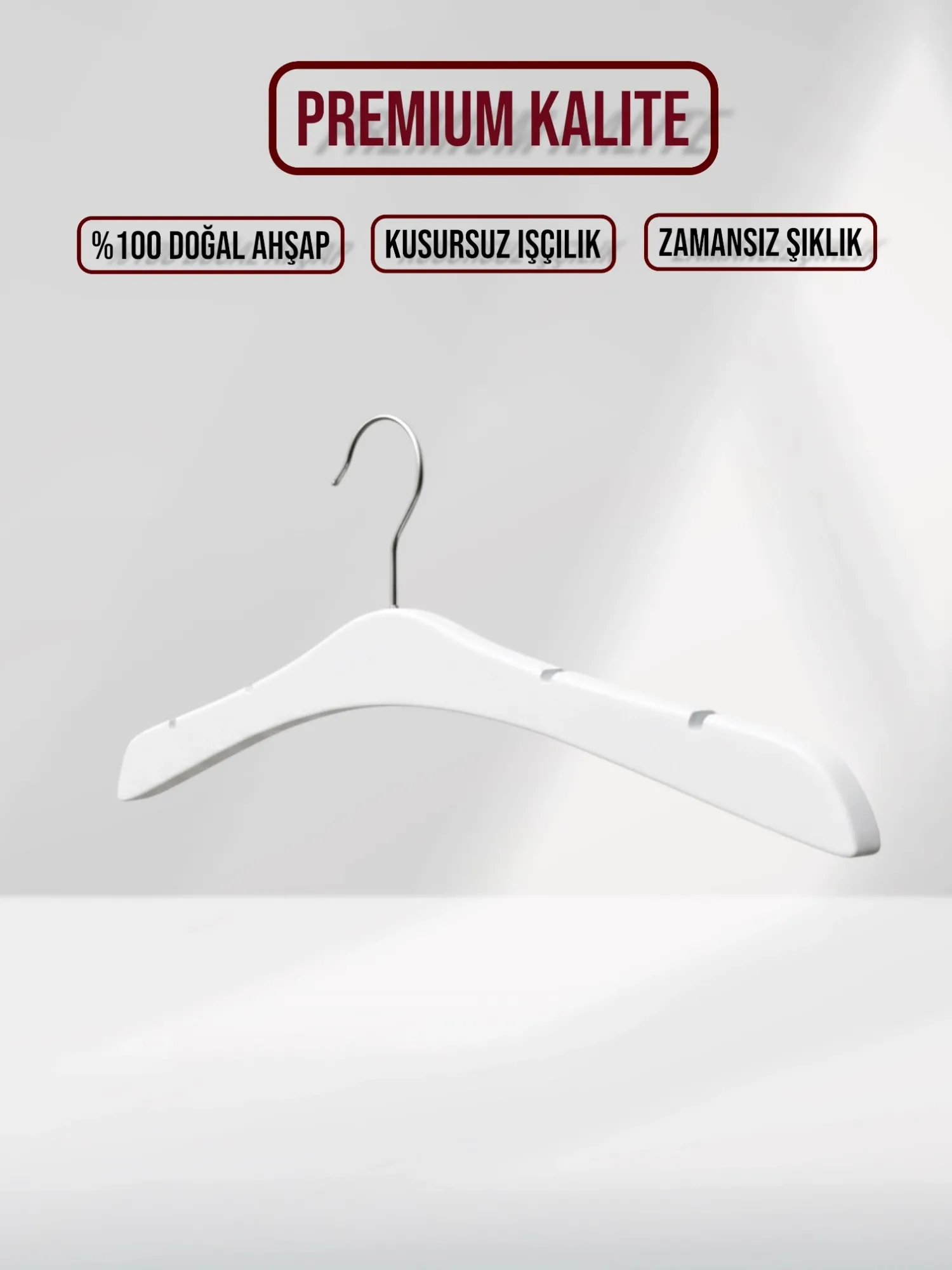 Beyaz Ahşap Nikel Kancalı Gelinlik Triko Abiye Askısı