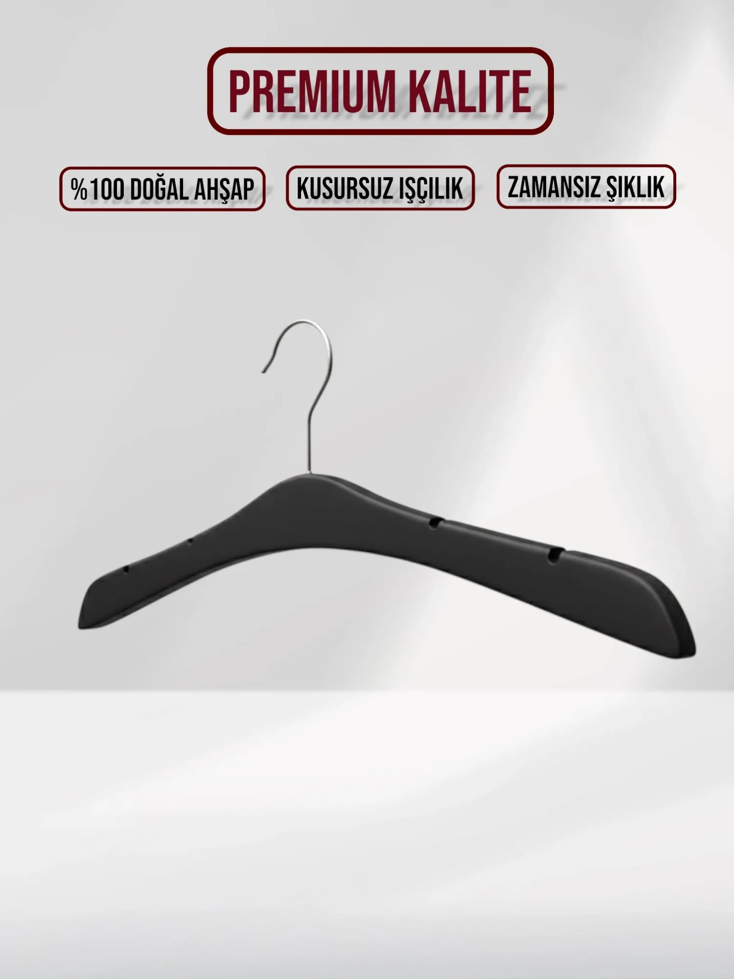 Siyah Ahşap Nikel Kancalı Gelinlik Triko Abiye Askısı