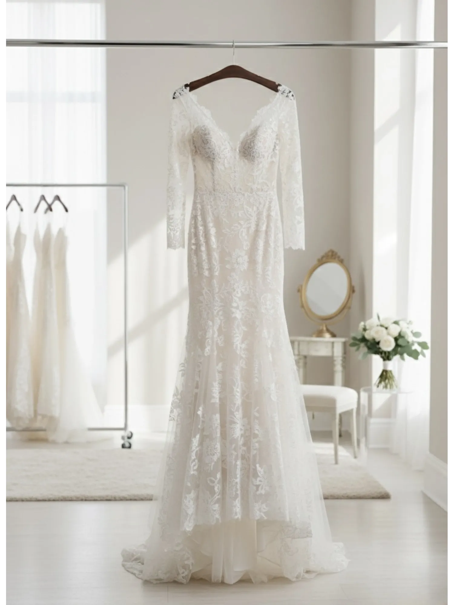 Ceviz Ahşap Nikel Kancalı Gelinlik Triko Abiye Askısı