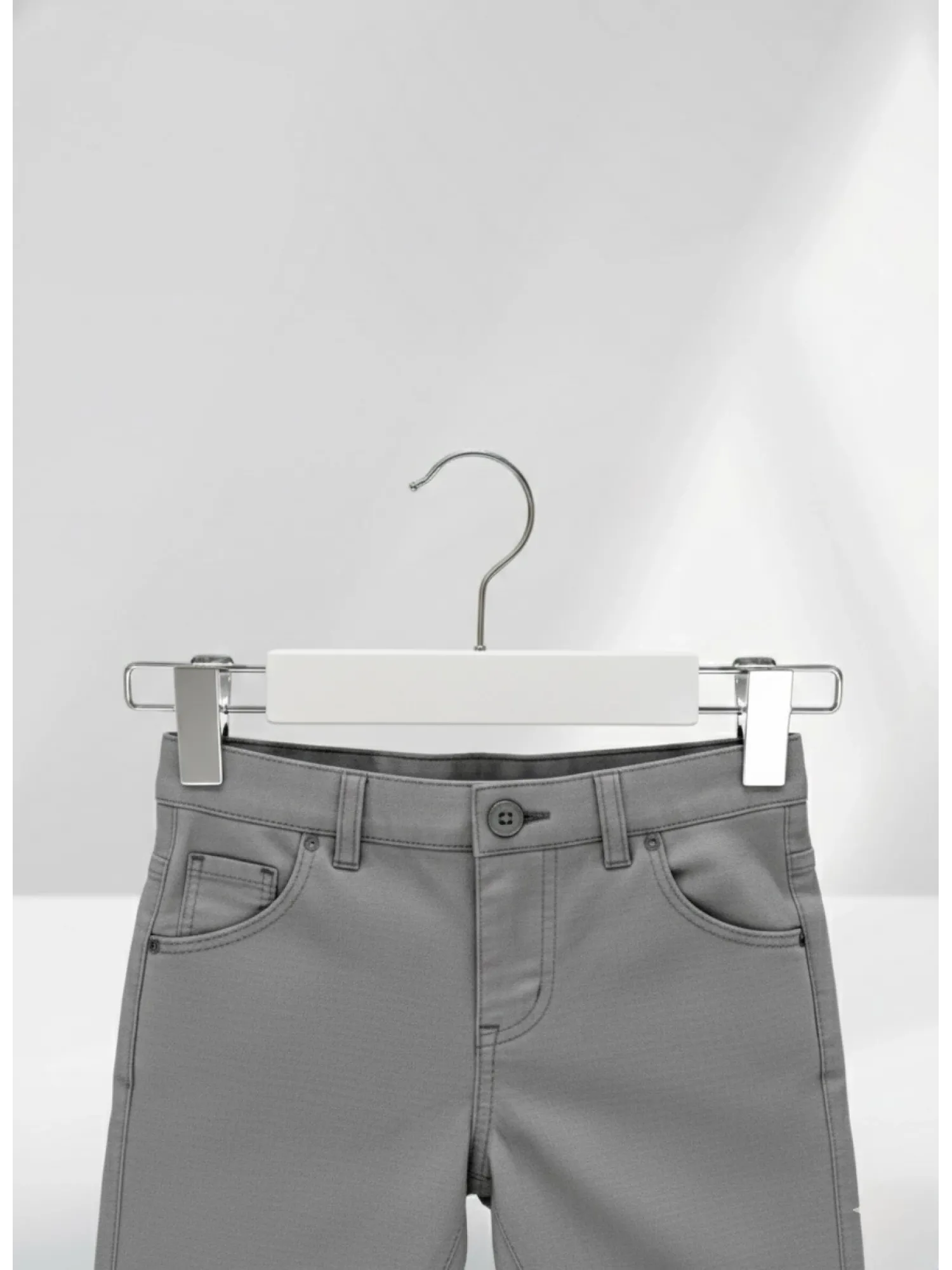 Beyaz Bebek Ahşap Pantolon Etek Askısı Gümüş Kancalı