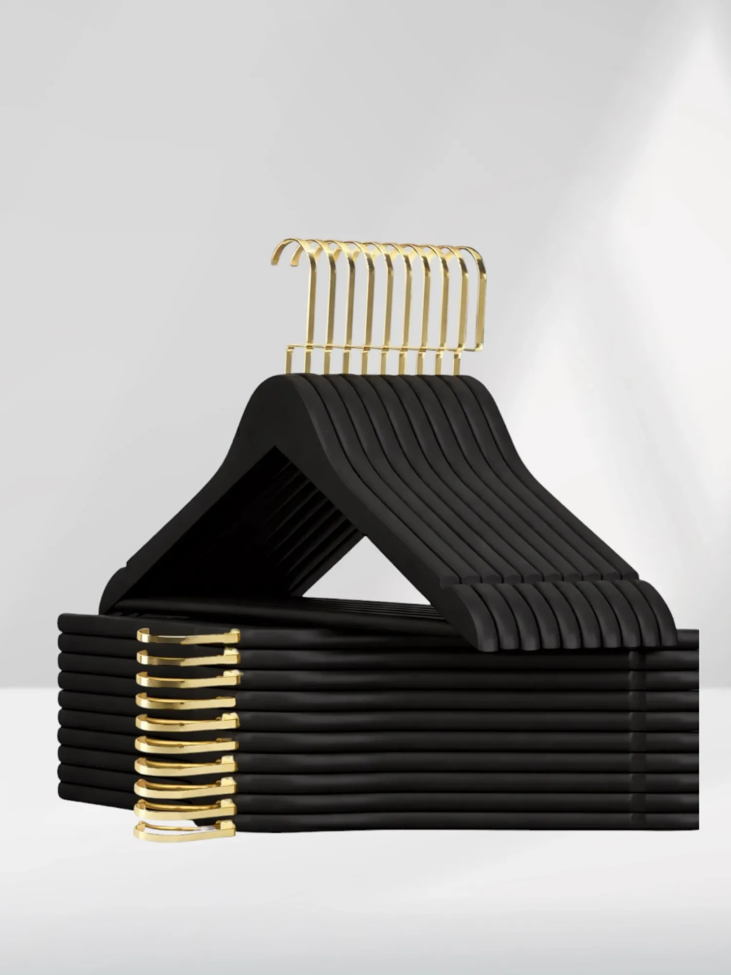 Siyah Ahşap Gold Lama Kancalı Elbise Pantolon Askısı