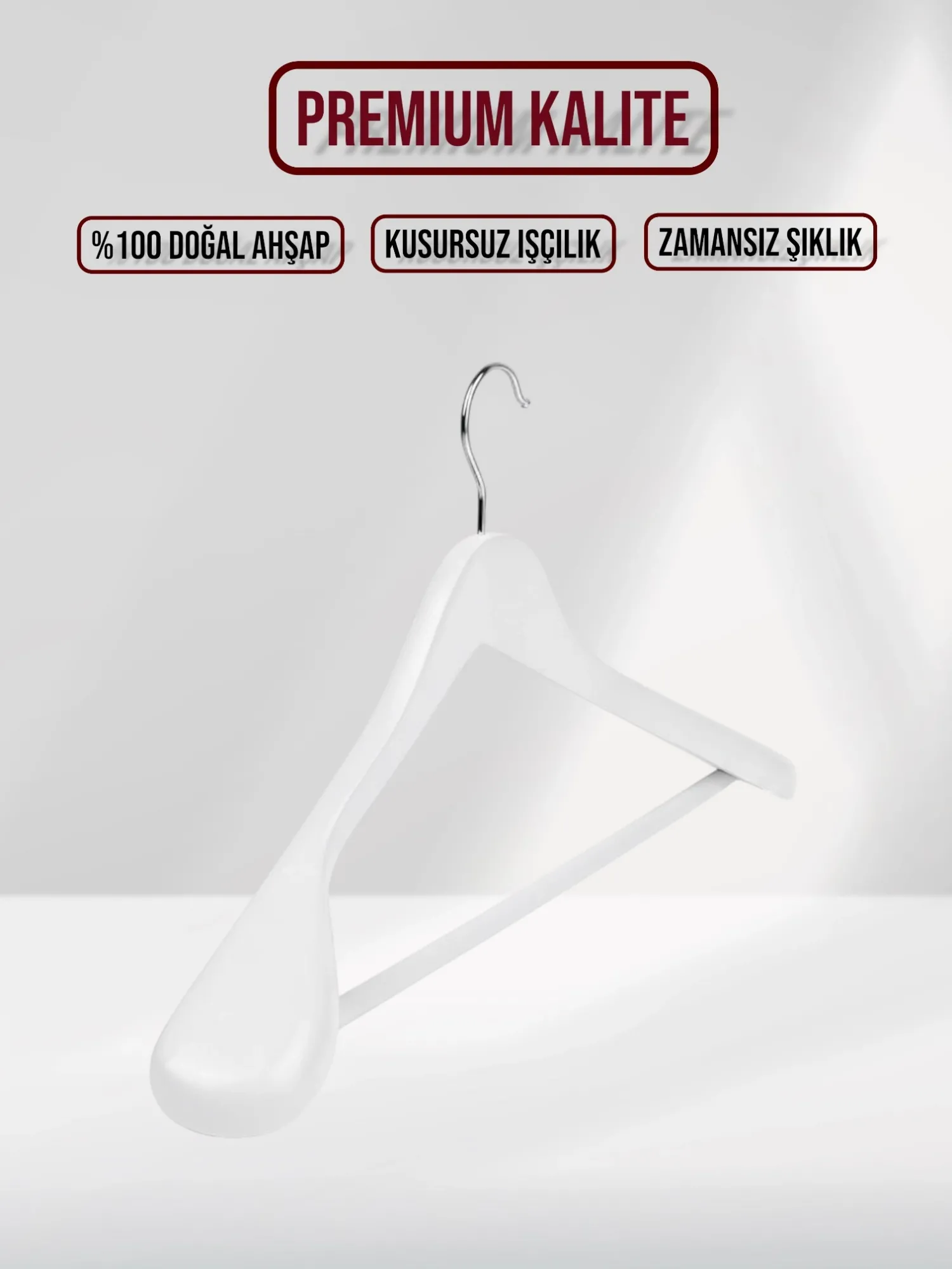 Beyaz Ahşap Pabuçlu Ceket Takım Elbise Askısı