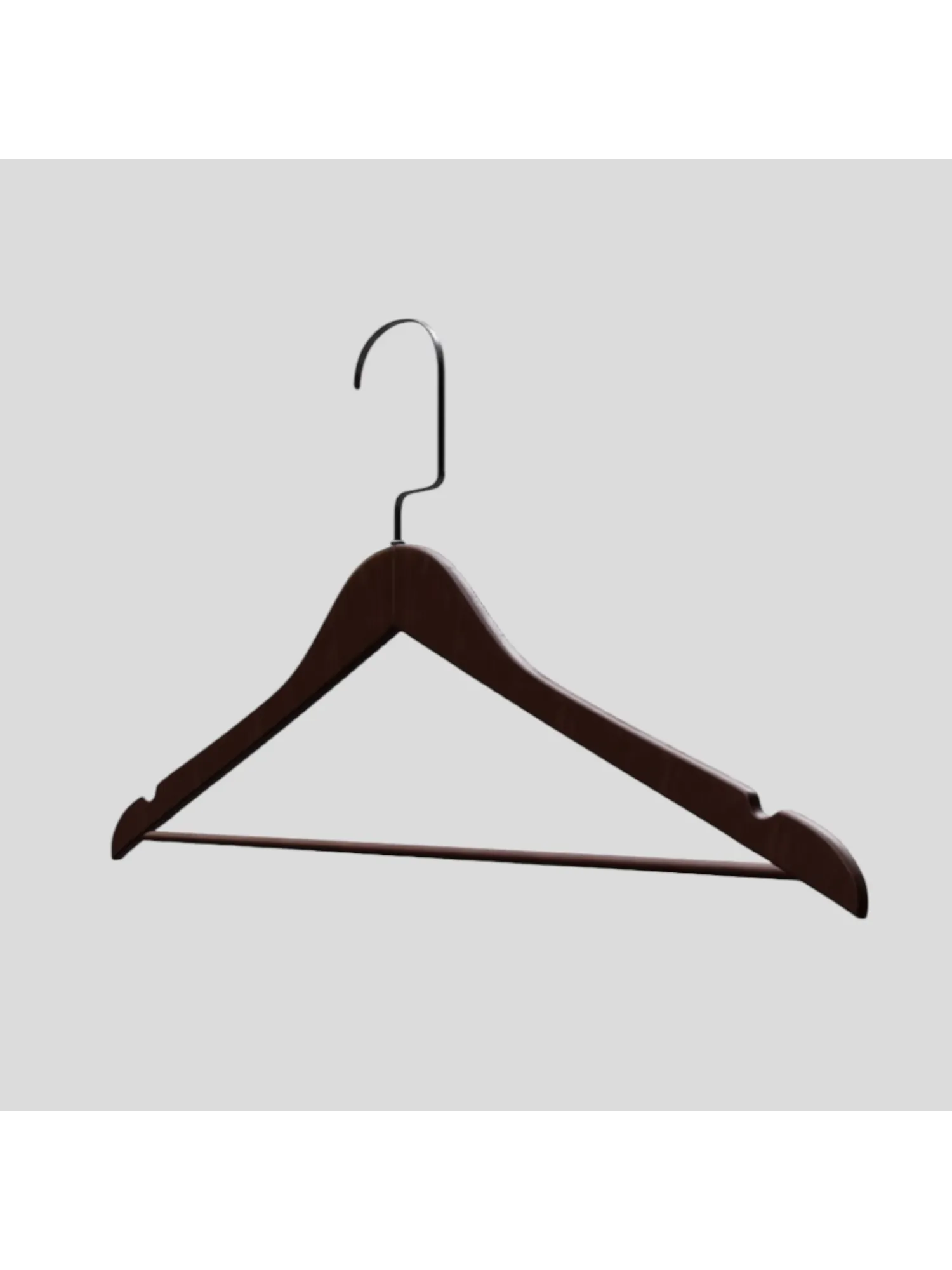 Ceviz Ahşap Nikel Lama Kancalı Elbise Pantolon Askısı