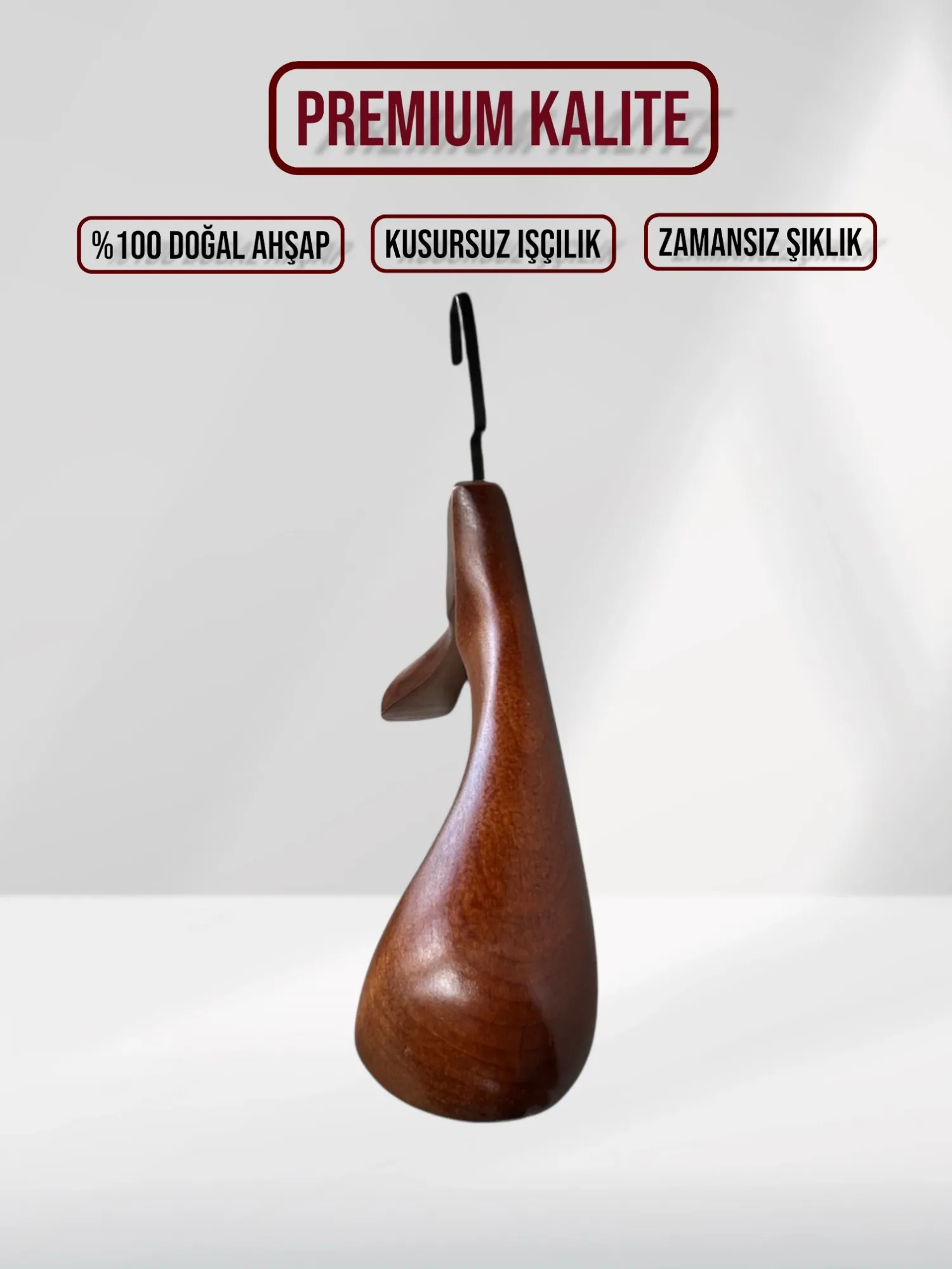 Ceviz Ahşap Siyah Lama Kancalı Ceket Askısı