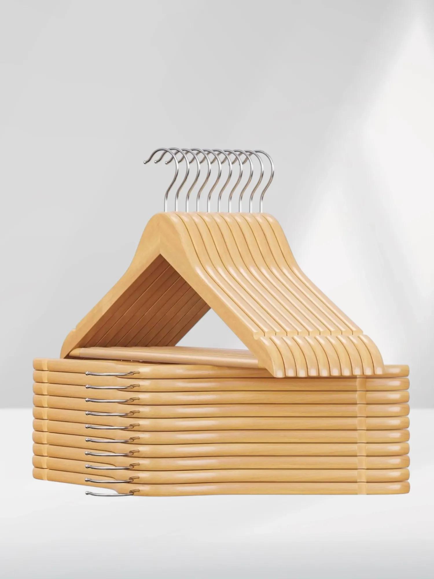 Naturel Ahşap Elbise Pantolon Askısı