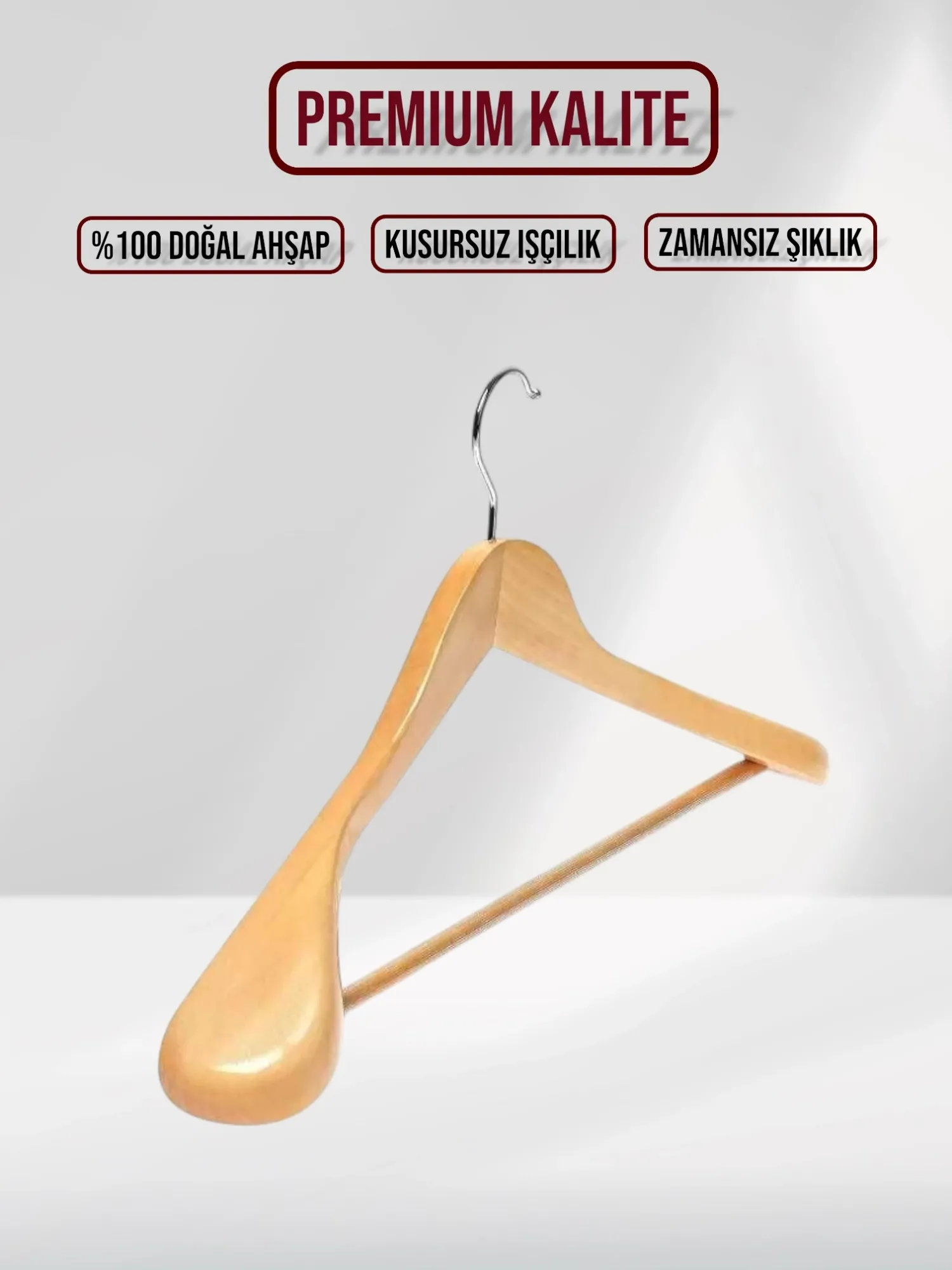 Naturel Ahşap Pabuçlu Ceket Takım Elbise Askısı