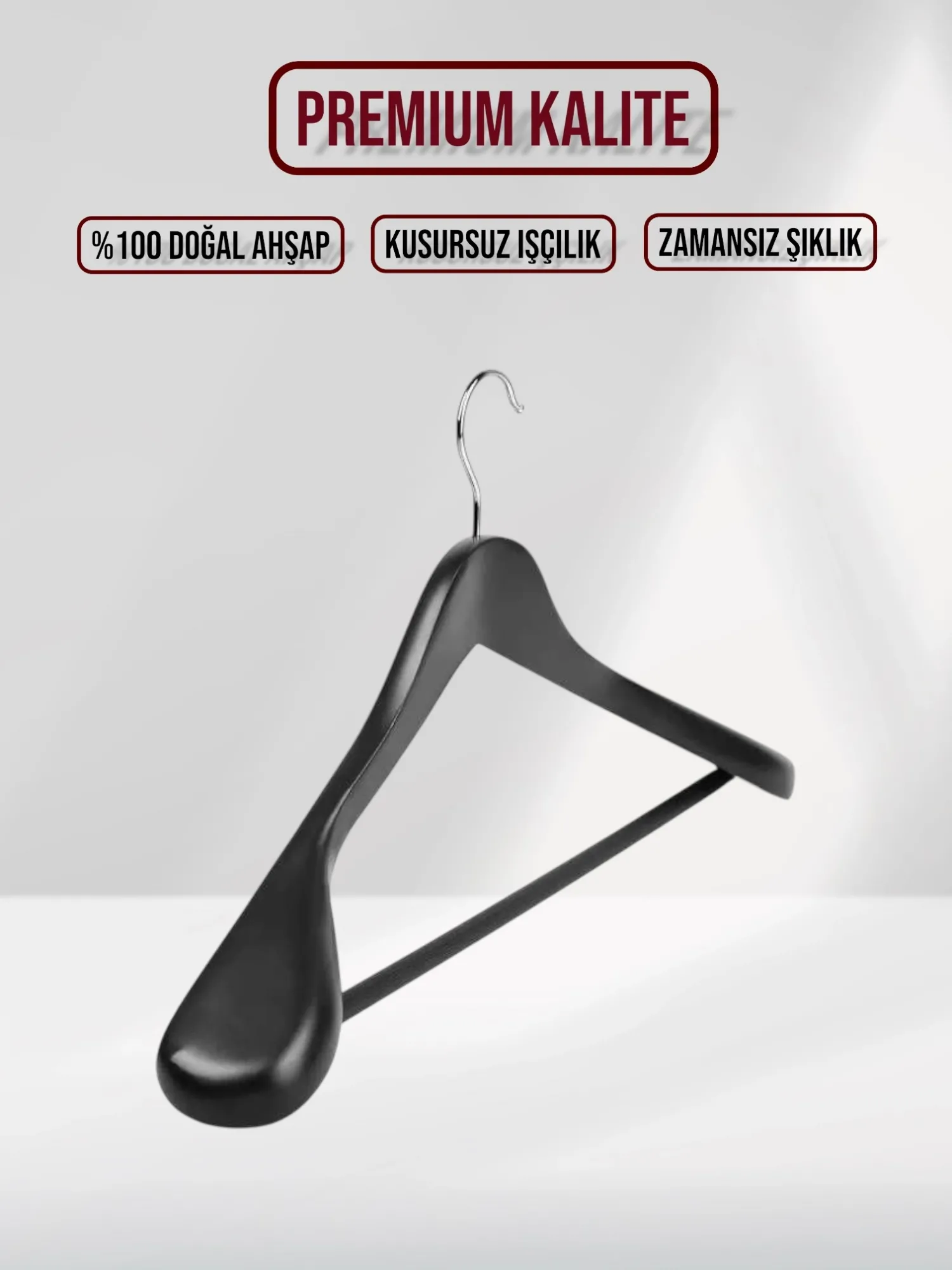 Siyah Ahşap Pabuçlu Ceket Takım Elbise Askısı