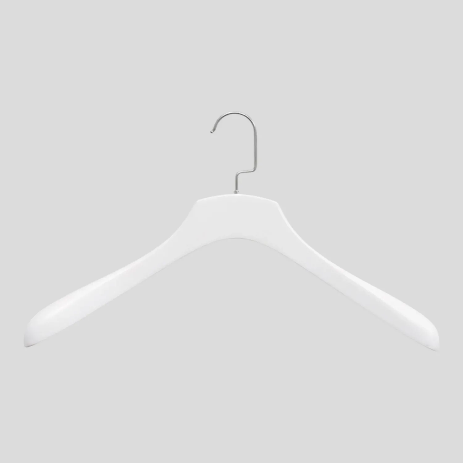 Beyaz Ahşap Nikel Lama Kancalı Ceket Askısı