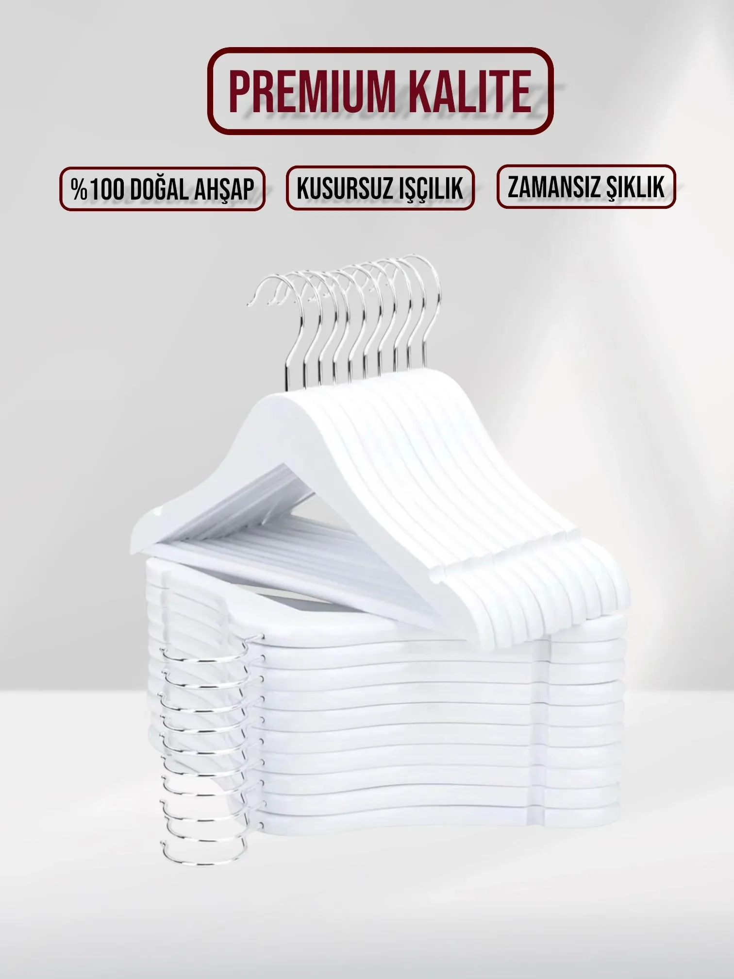 Beyaz Ahşap Bebek Elbise Pantolon Askısı