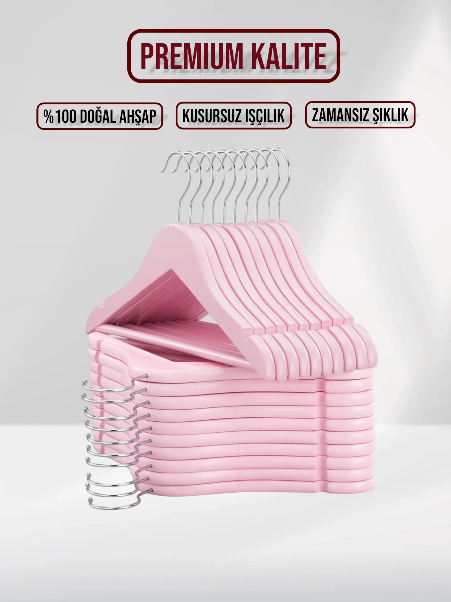 Pembe Ahşap Bebek Elbise Pantolon Askısı