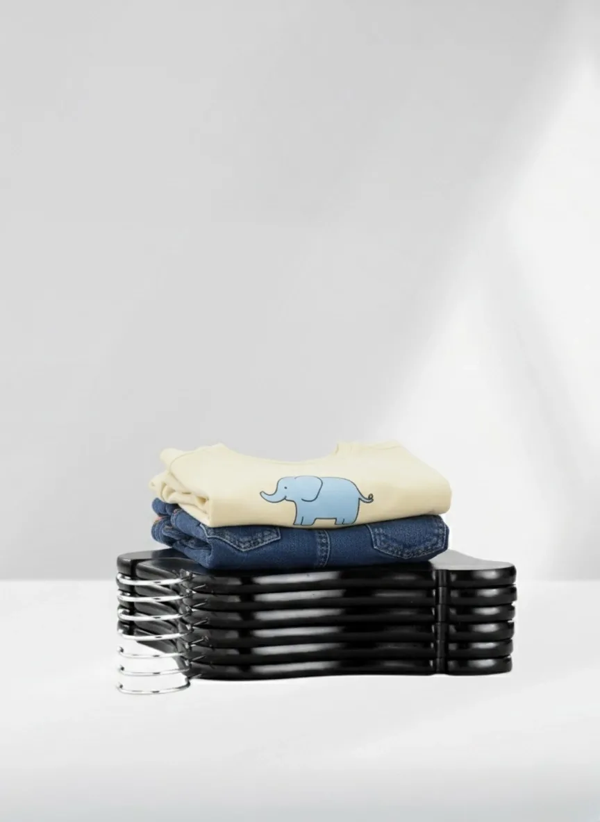 Siyah Ahşap Bebek Elbise Pantolon Askısı