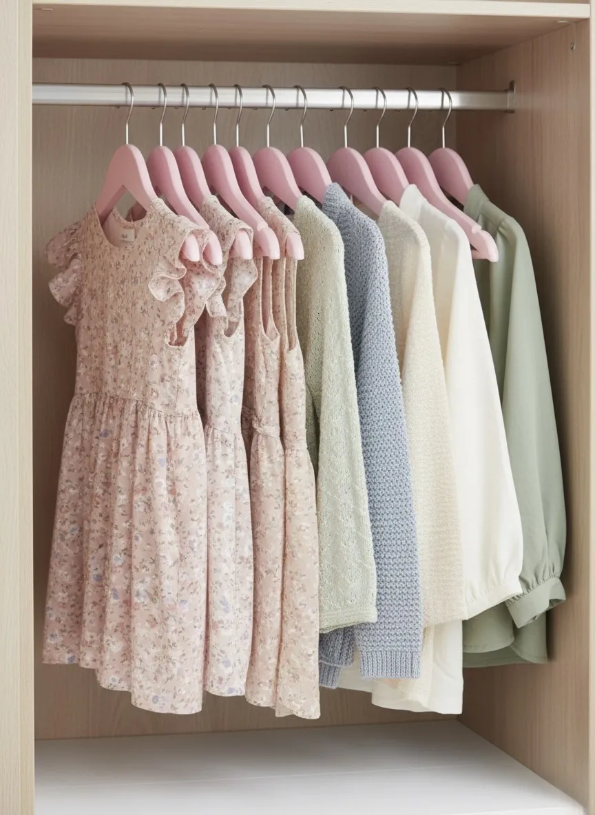 Pembe Ahşap Bebek Elbise Pantolon Askısı