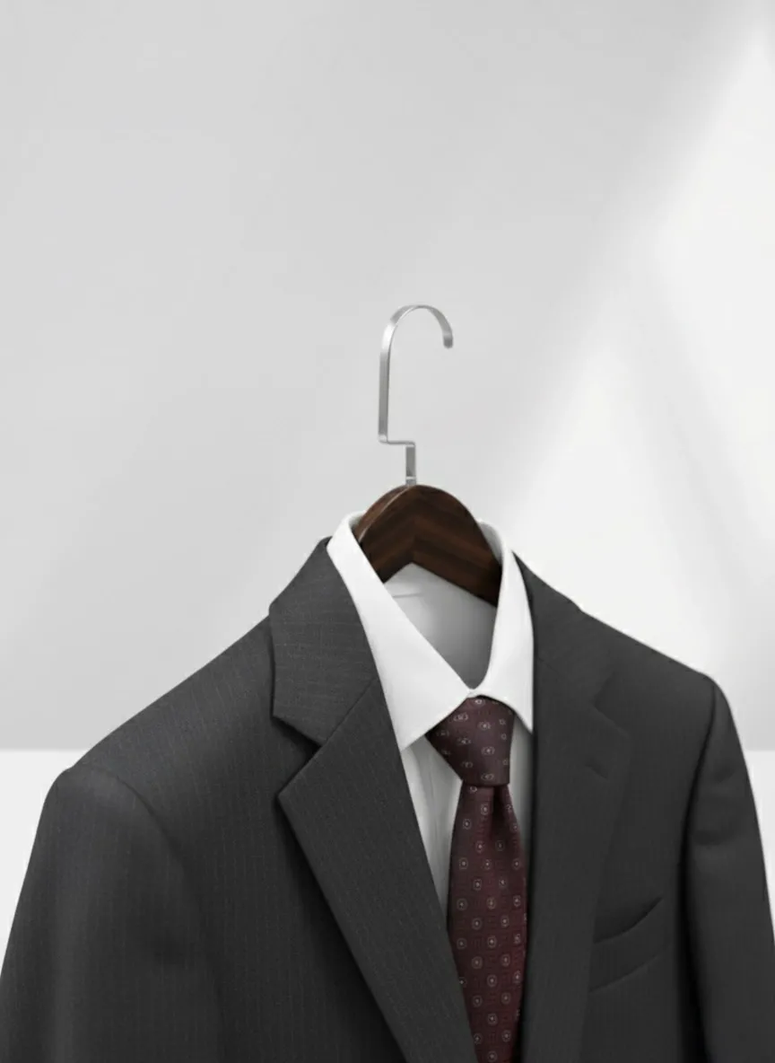 Ceviz Ahşap Nikel Lama Kancalı Pabuçlu Takım Elbise Askısı