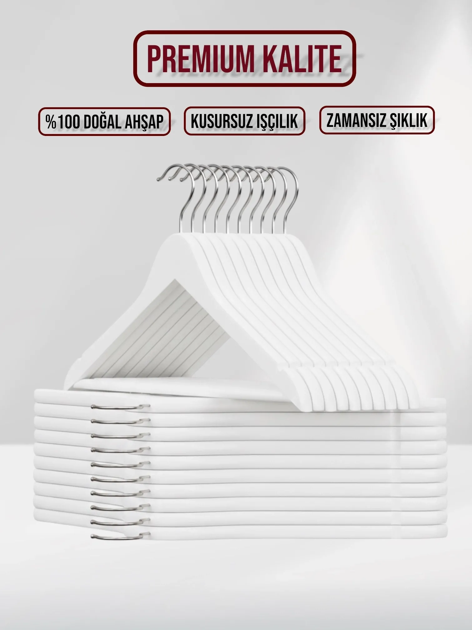 Beyaz Ahşap Elbise Pantolon Askısı