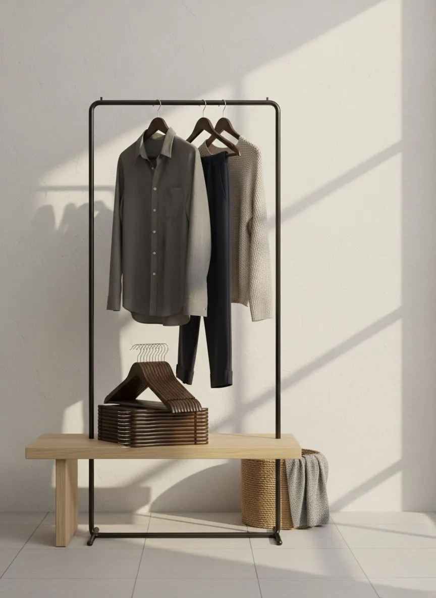 Ceviz Ahşap Elbise Pantolon Askısı