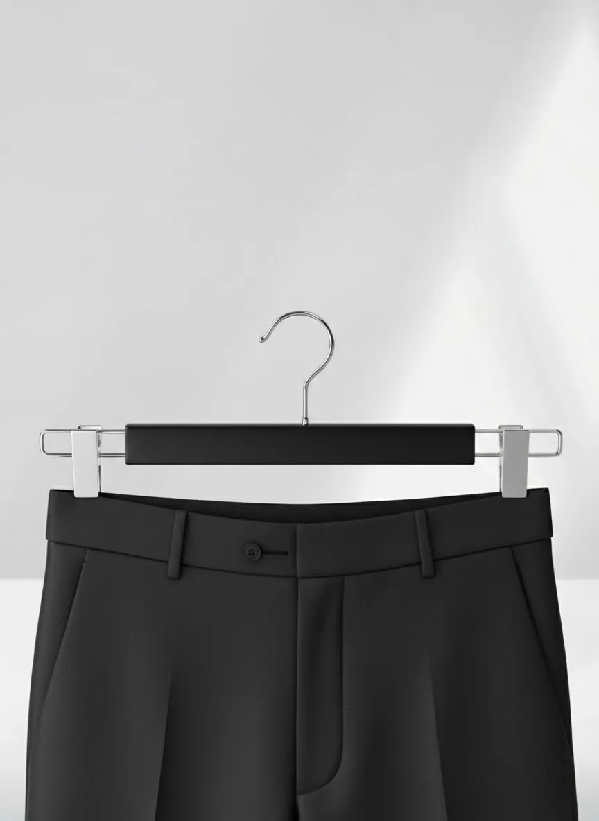 Siyah Ahşap Pantolon Etek Askısı Gümüş Kancalı