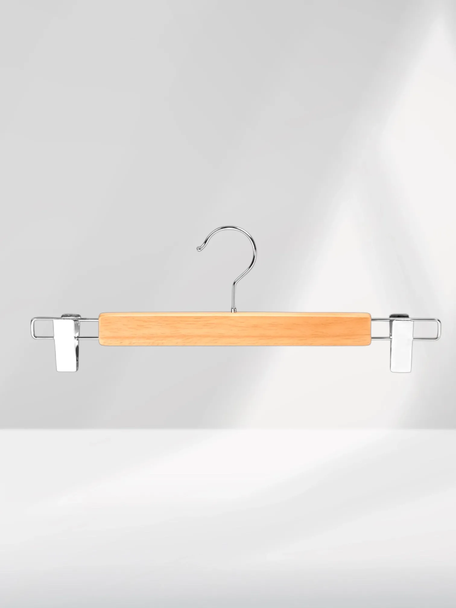 Naturel Ahşap Pantolon Etek Askısı Gümüş Kancalı