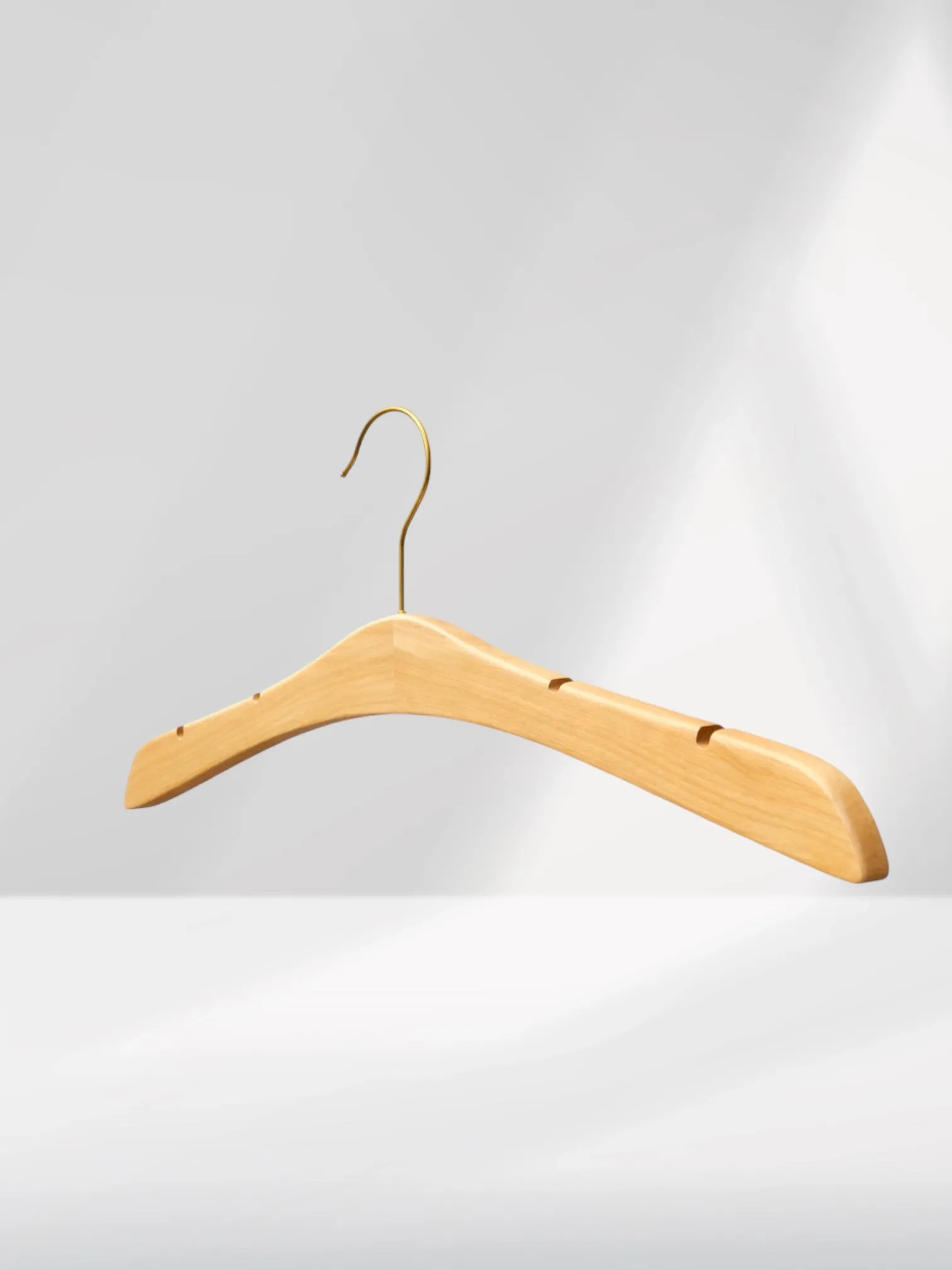 Naturel Ahşap Gold Kancalı Gelinlik Triko Abiye Askısı