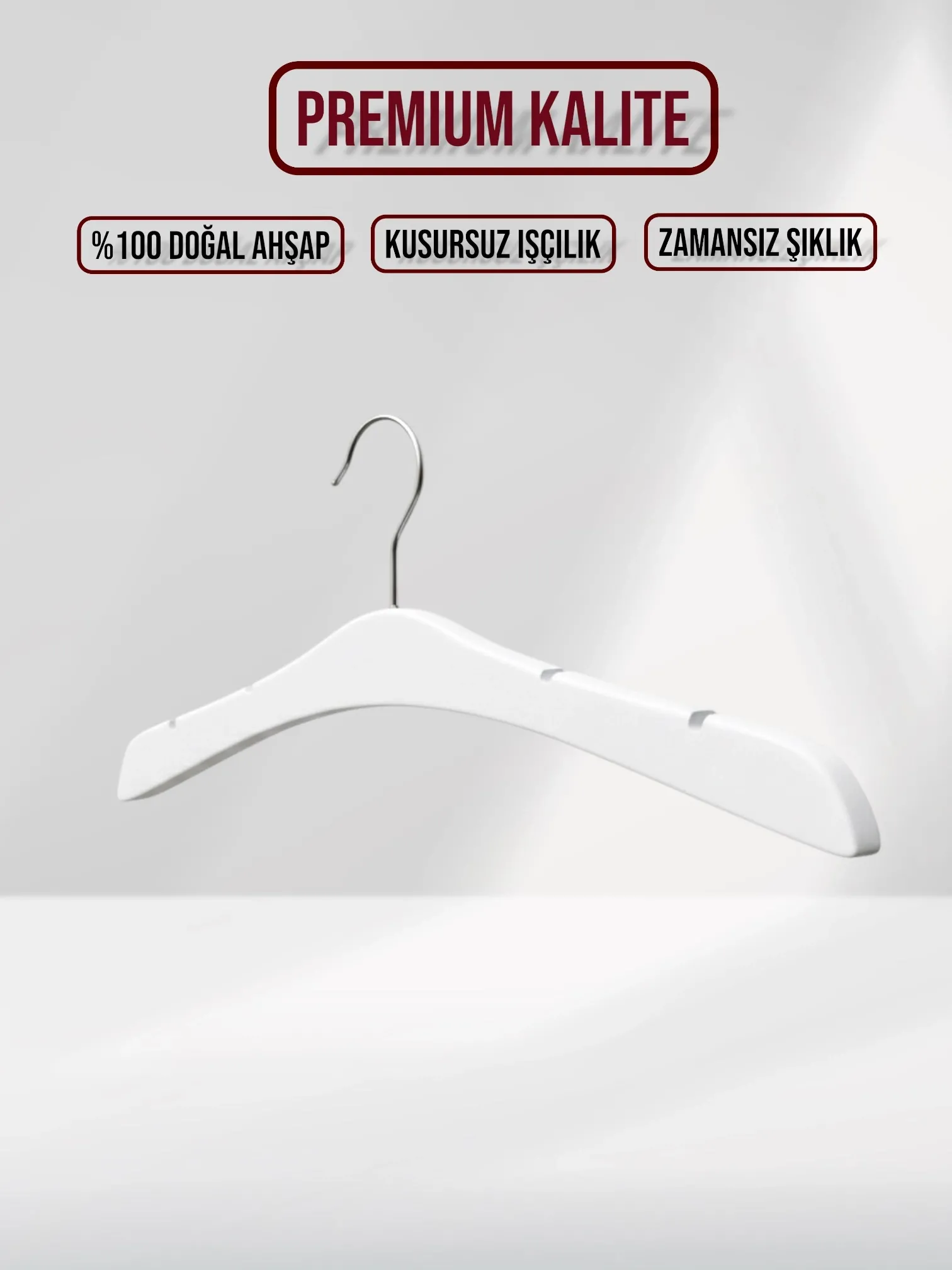 Beyaz Ahşap Nikel Kancalı Gelinlik Triko Abiye Askısı