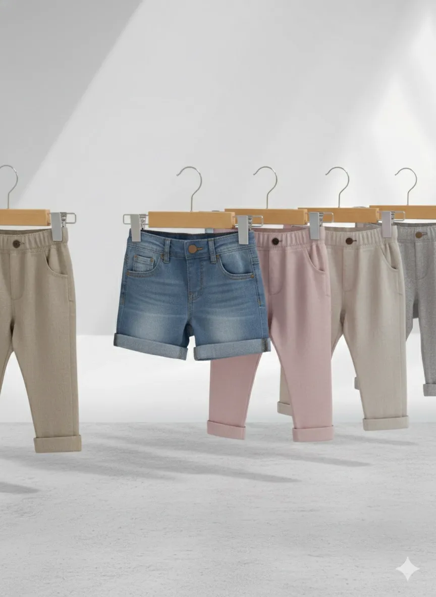 Naturel Bebek Ahşap Pantolon Etek Askısı Gümüş Kancalı