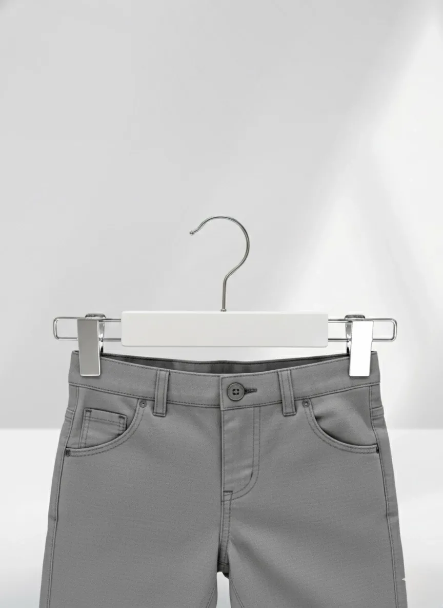 Beyaz Bebek Ahşap Pantolon Etek Askısı Gümüş Kancalı