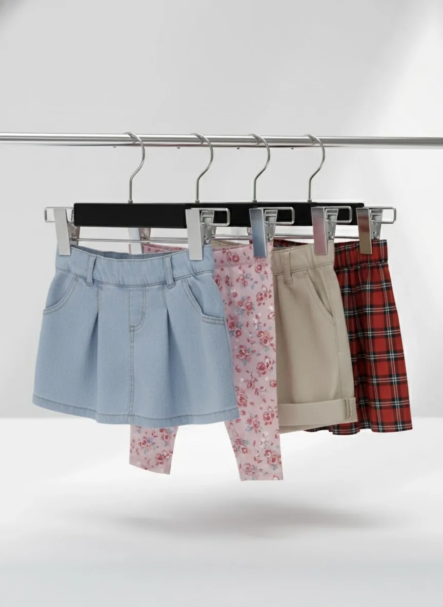 Siyah Bebek Ahşap Pantolon Etek Askısı Gümüş Kancalı