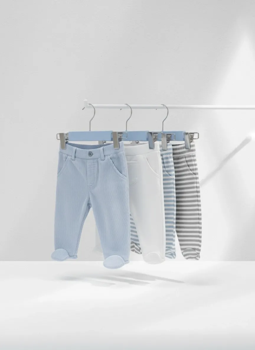 Mavi Ahşap Bebek Pantolon Etek Askısı Gümüş Kancalı