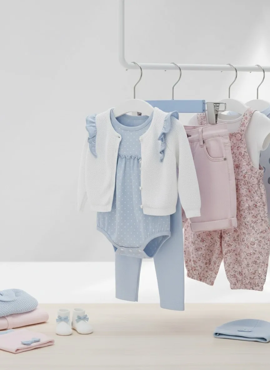 Mavi Ahşap Bebek Pantolon Etek Askısı Gümüş Kancalı