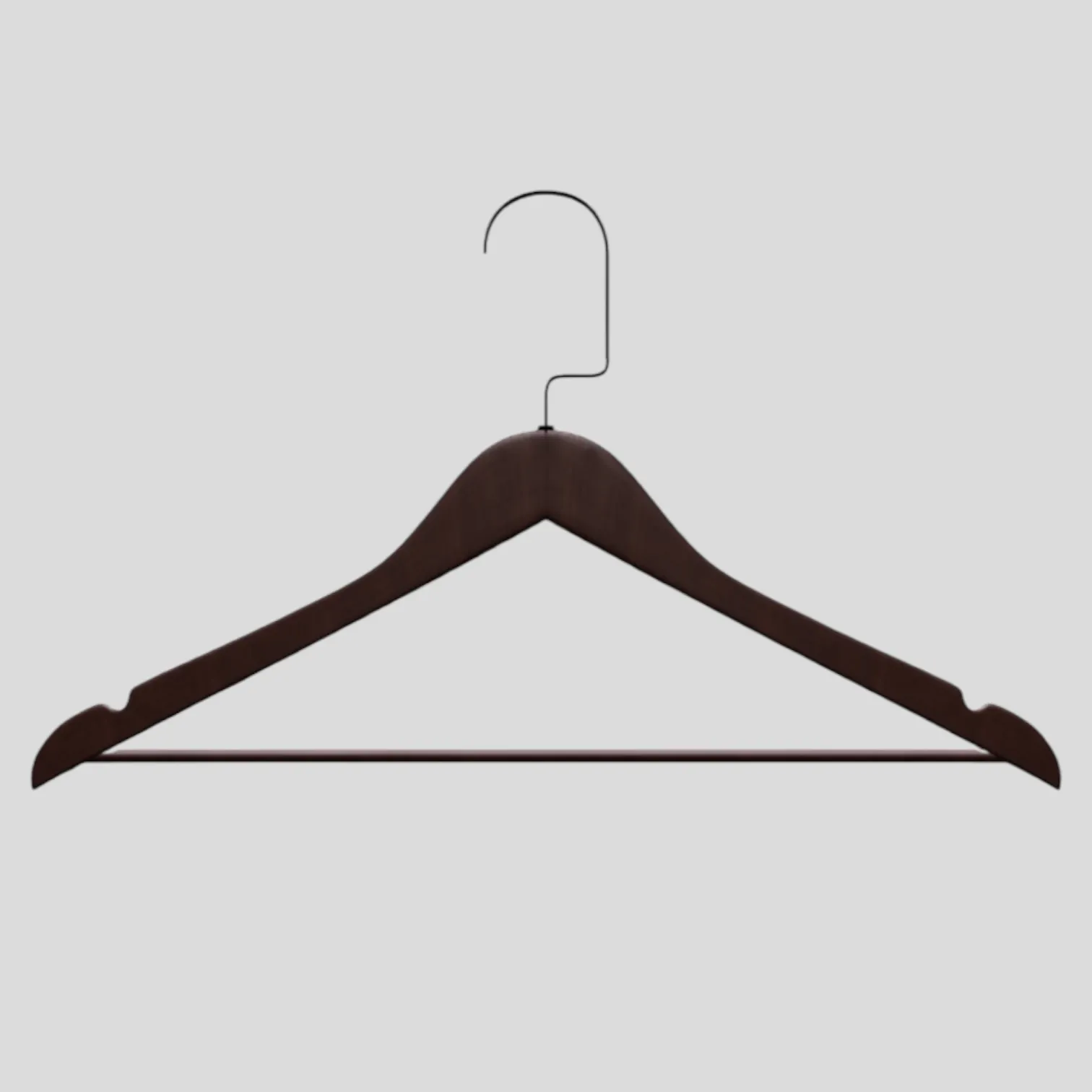 Ceviz Ahşap Siyah Lama Kancalı Elbise Pantolon Askısı