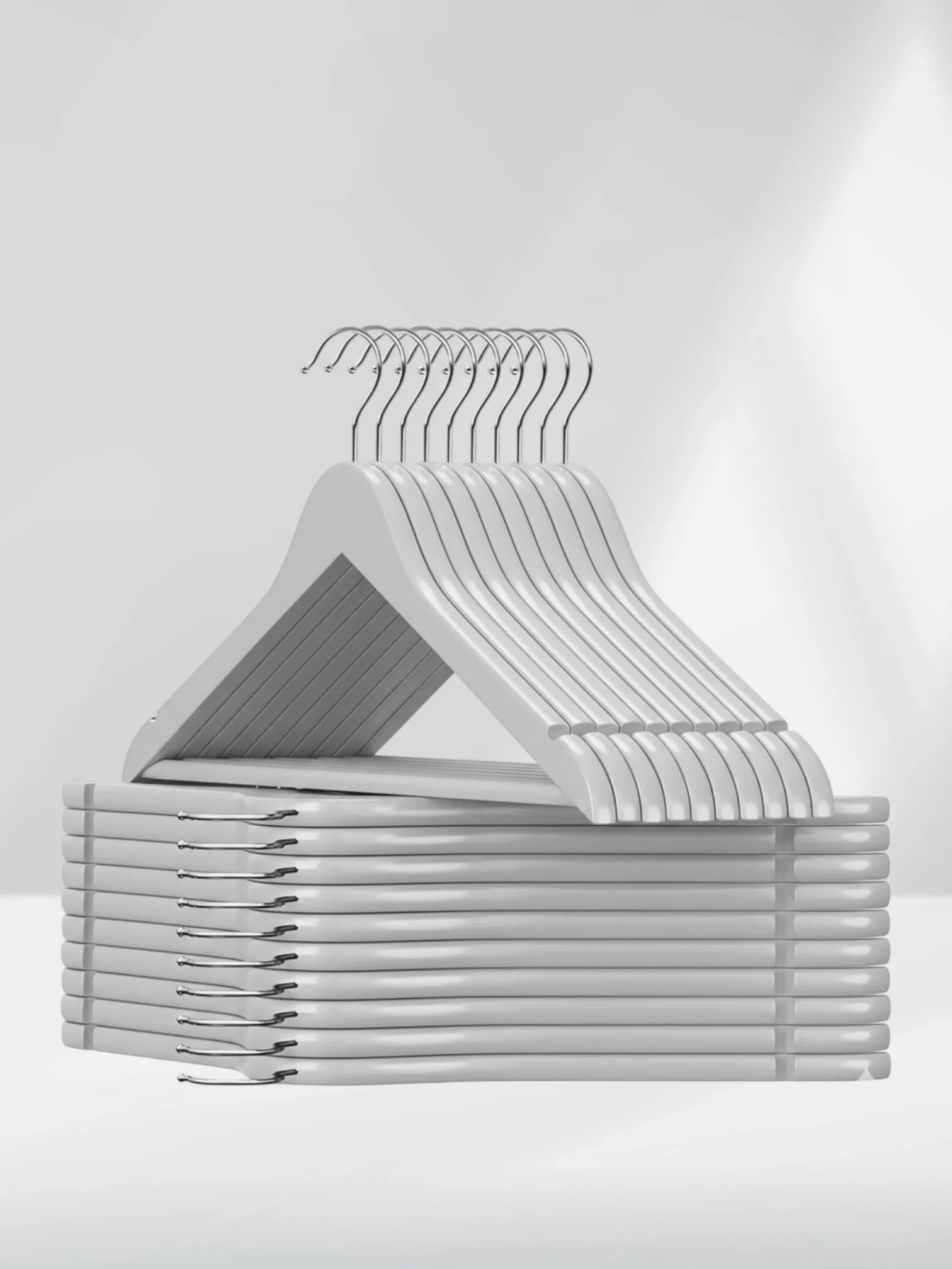 Gri Ahşap Elbise Pantolon Askısı