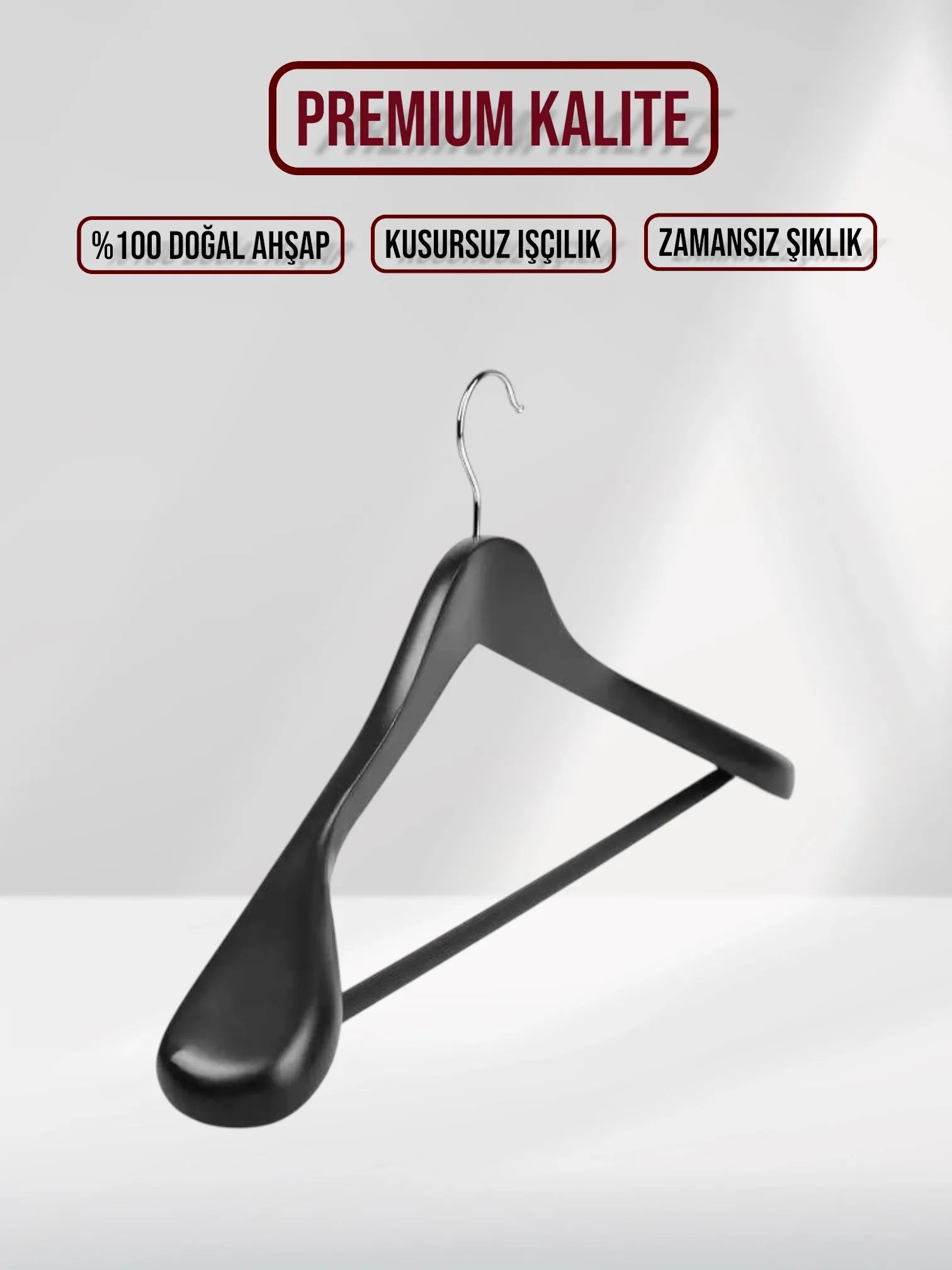 Siyah Ahşap Pabuçlu Ceket Takım Elbise Askısı