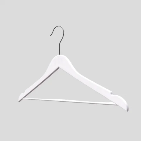 Beyaz Ahşap Elbise Pantolon Askısı