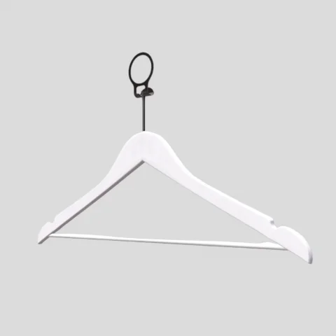 Beyaz Ahşap Otel Elbise Pantolon Askısı