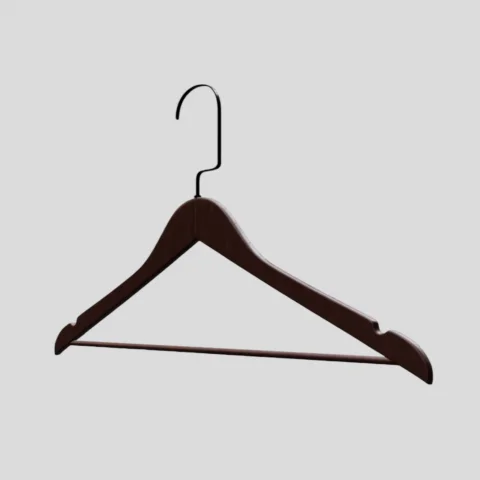 Ceviz Ahşap Siyah Lama Kancalı Elbise Pantolon Askısı