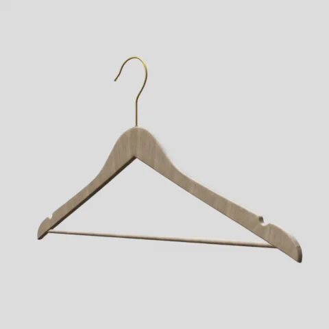 Naturel Ahşap Elbise Pantolon Askısı Gold Kanca