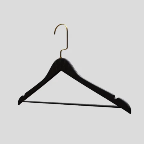 Siyah Ahşap Gold Lama Kancalı Elbise Pantolon Askısı