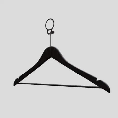 Siyah Ahşap Otel Elbise Pantolon Askısı