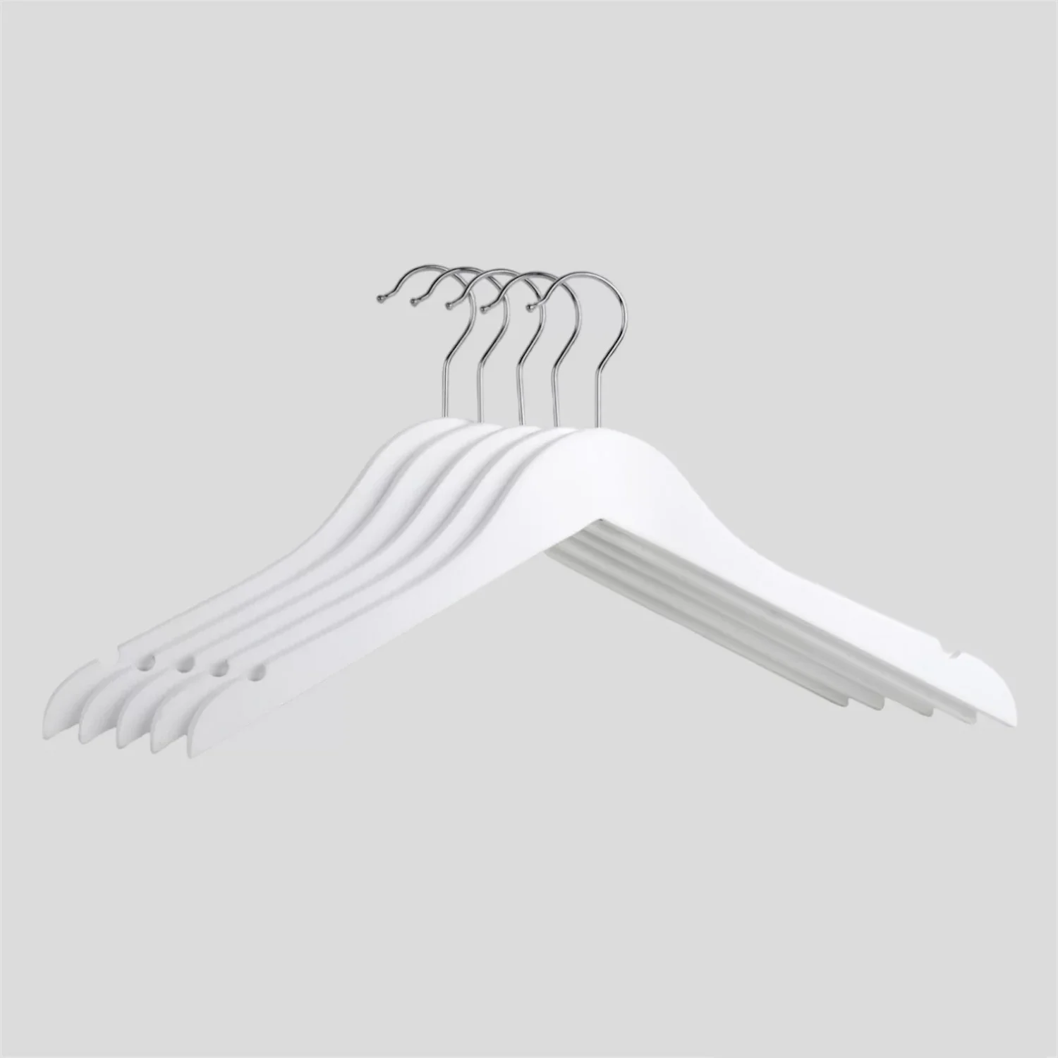 Beyaz Ahşap Elbise Gömlek Askısı