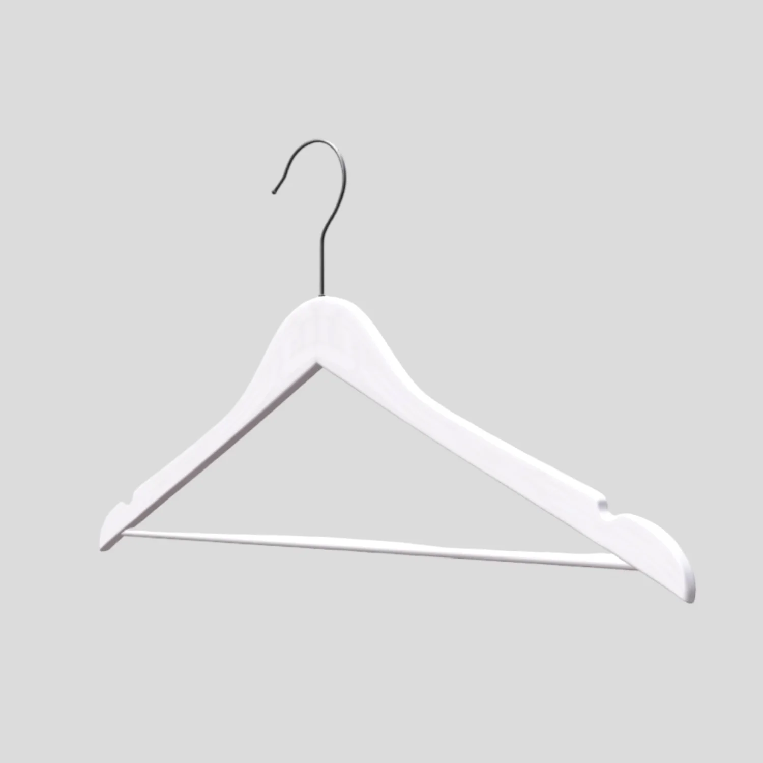 Beyaz Ahşap Elbise Pantolon Askısı