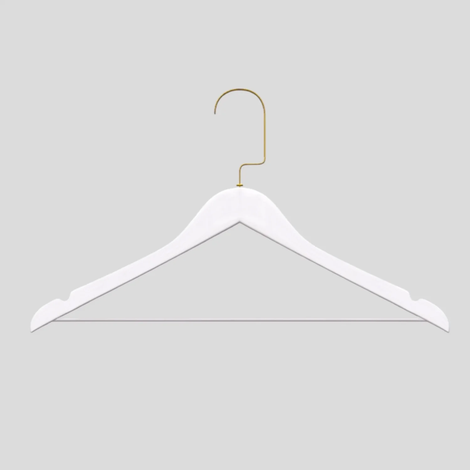 Beyaz Ahşap Gold Lama Kancalı Elbise Pantolon Askısı