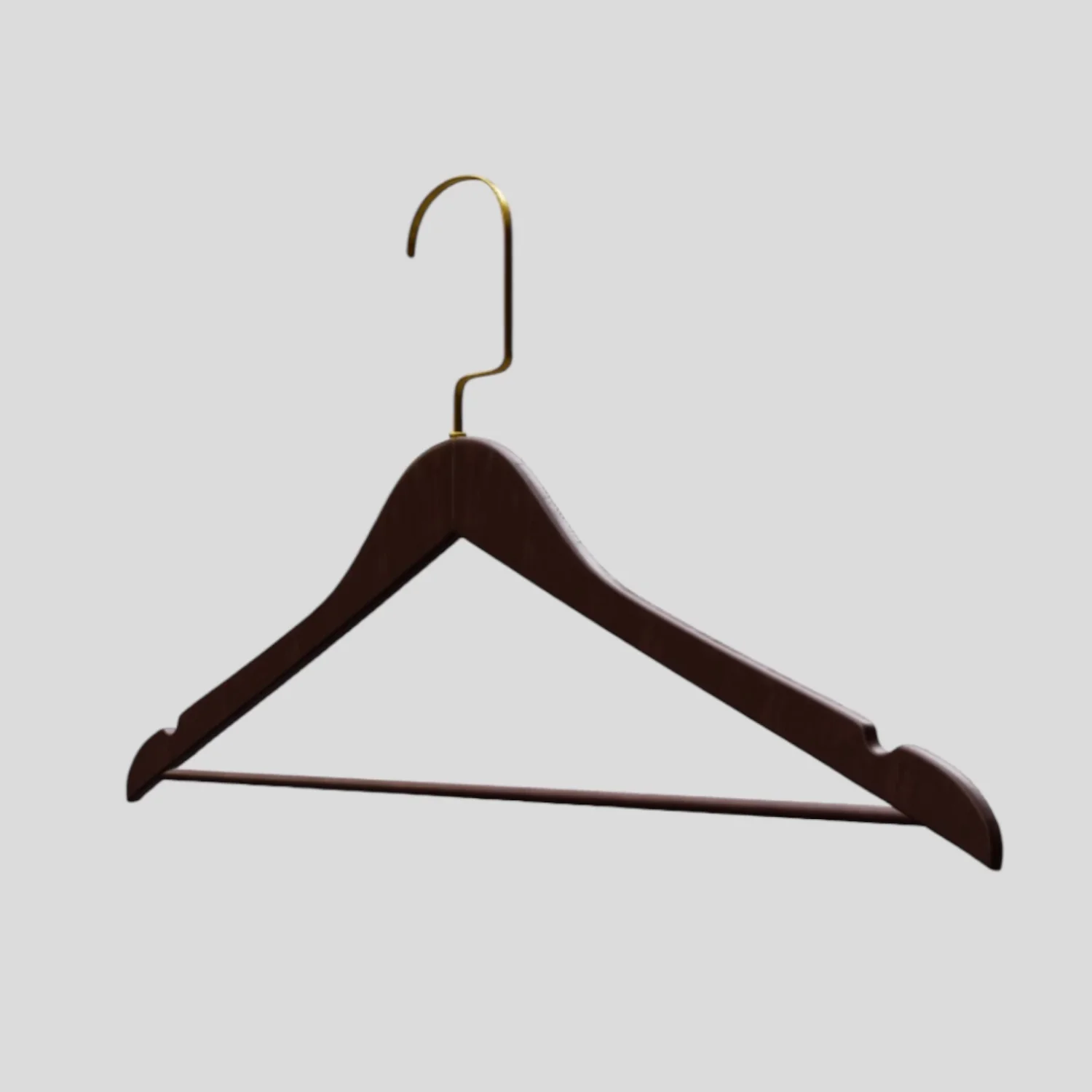 Ceviz Ahşap Gold Lama Kancalı Elbise Pantolon Askısı