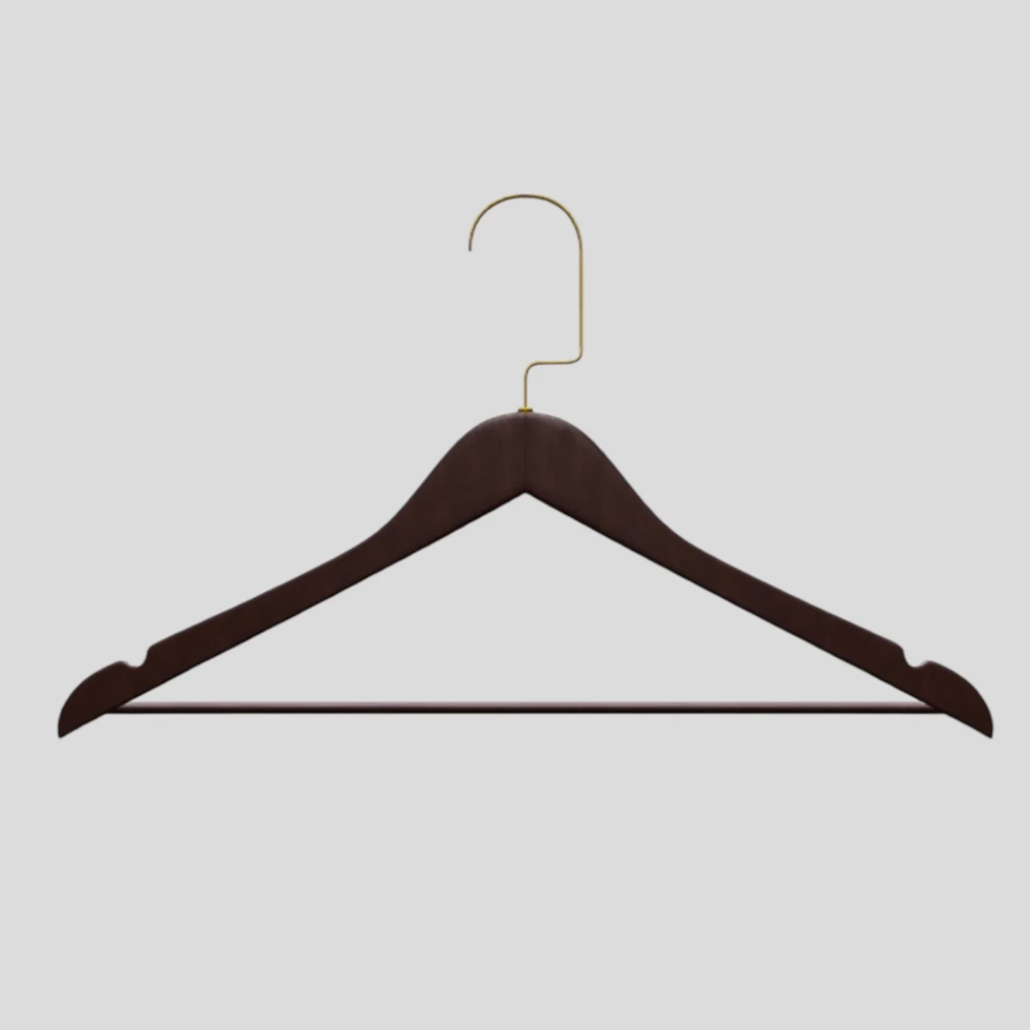 Ceviz Ahşap Gold Lama Kancalı Elbise Pantolon Askısı