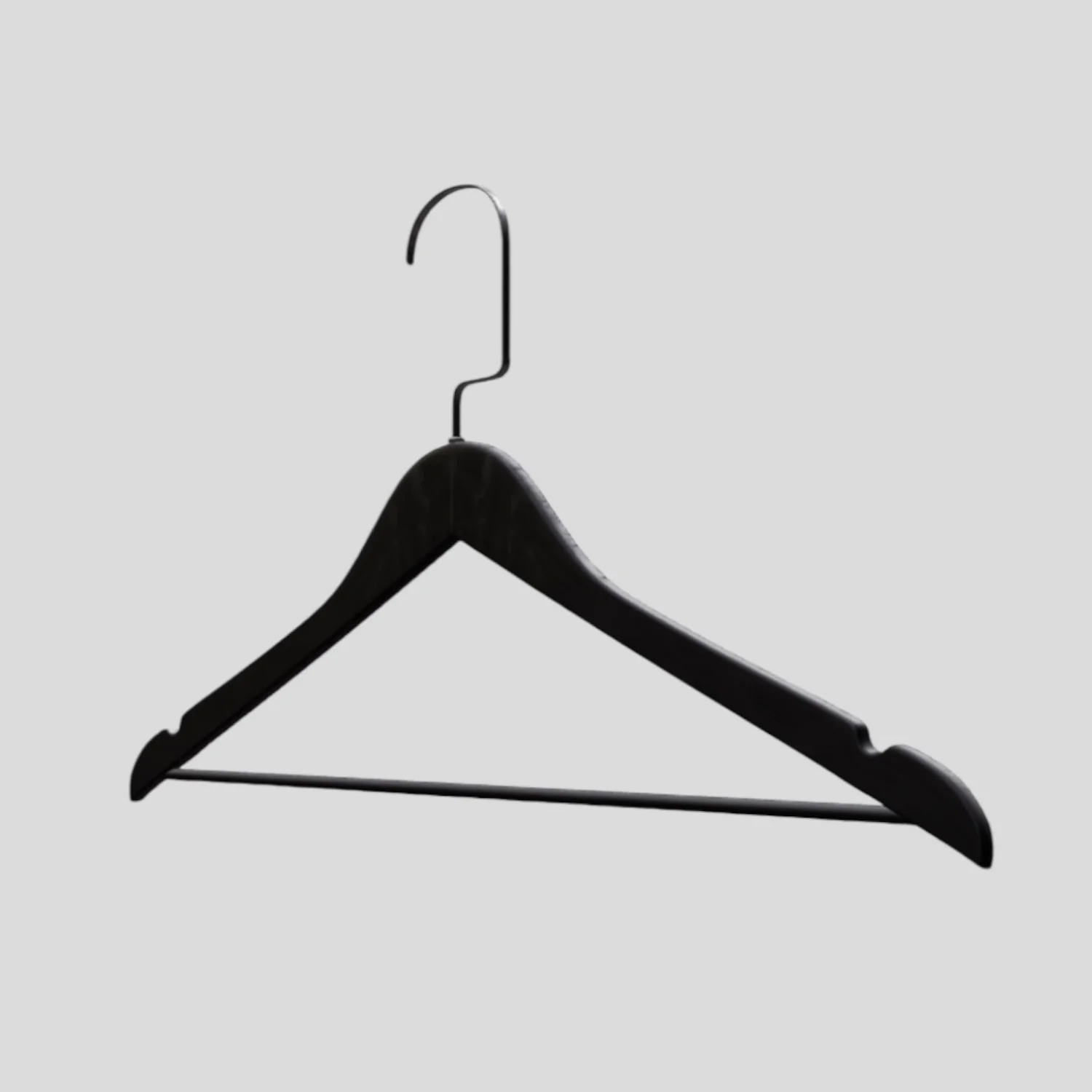 Siyah Ahşap Nikel Lama Kancalı Elbise Pantolon Askısı