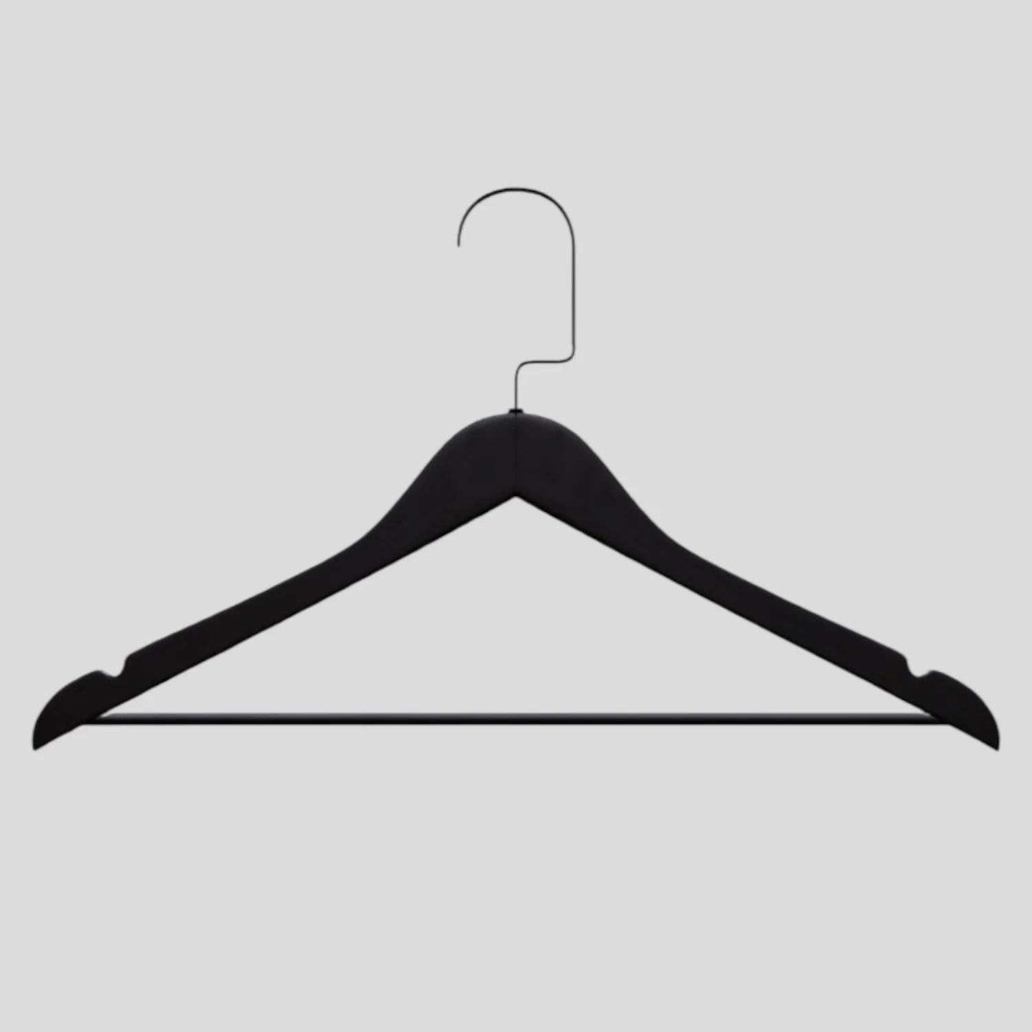 Siyah Ahşap Siyah Lama Kancalı Elbise Pantolon Askısı