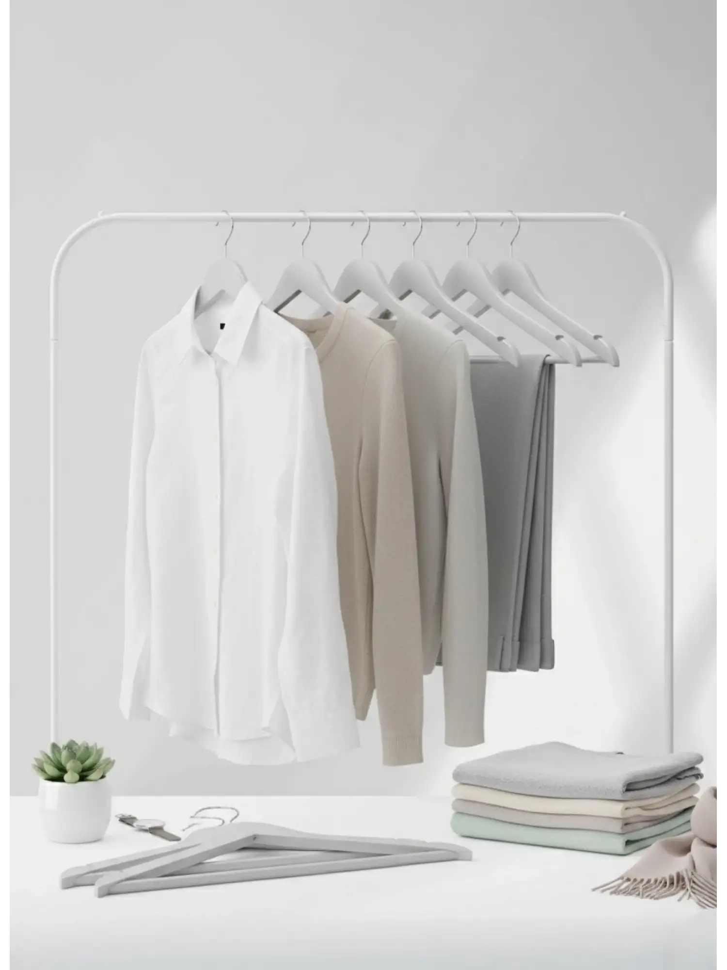 Gri Ahşap Elbise Pantolon Askısı