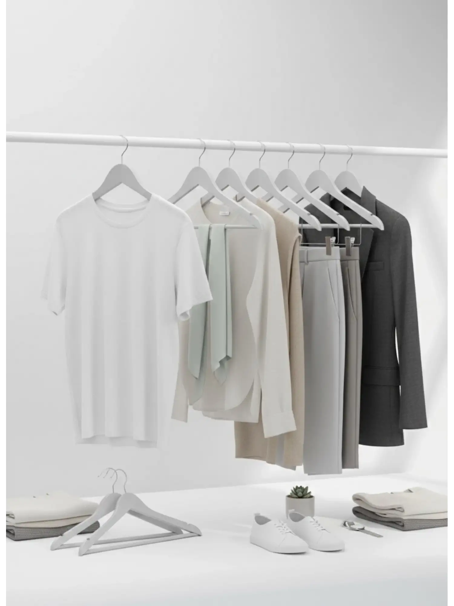 Gri Ahşap Elbise Pantolon Askısı