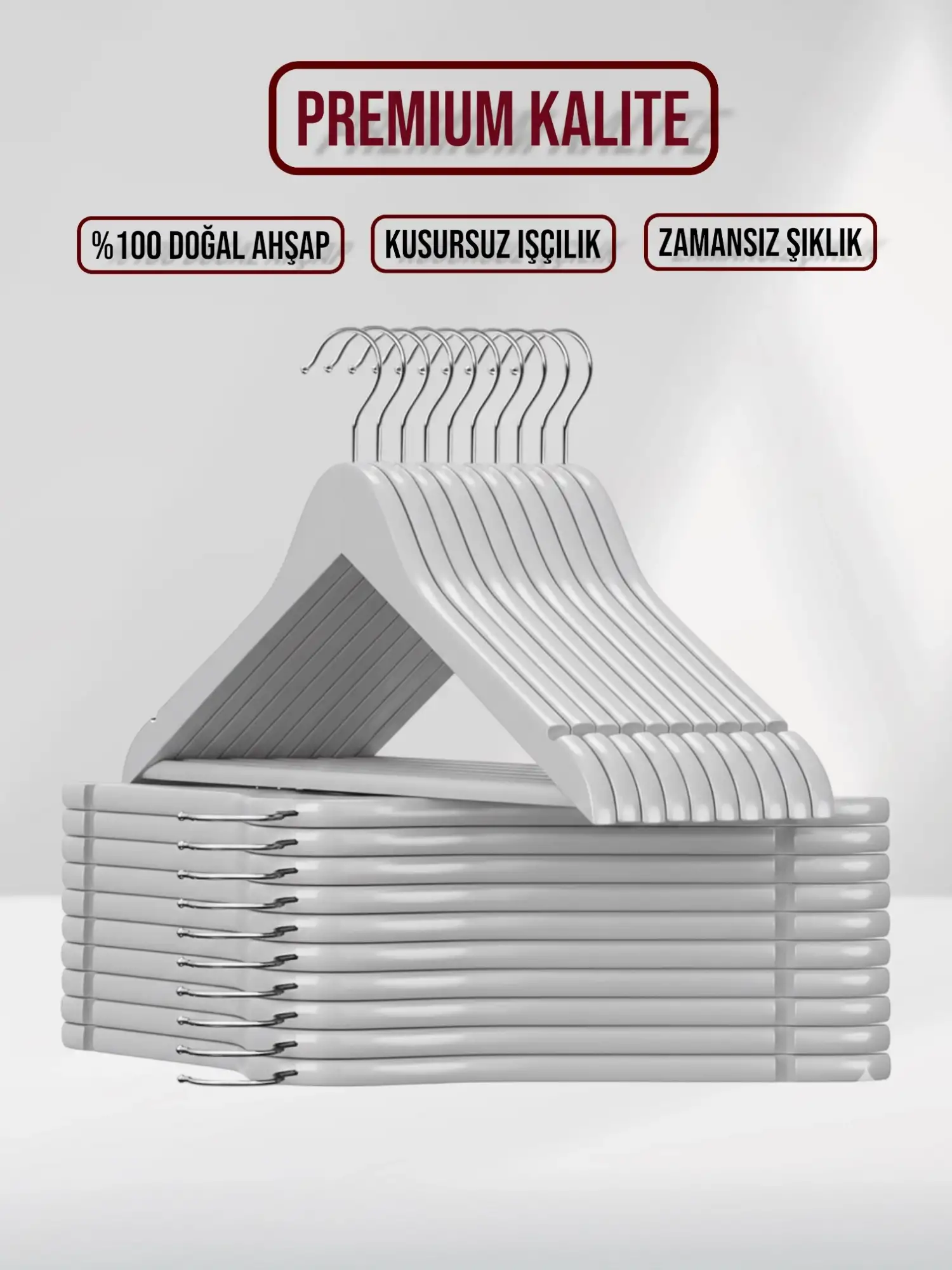 Gri Ahşap Elbise Pantolon Askısı