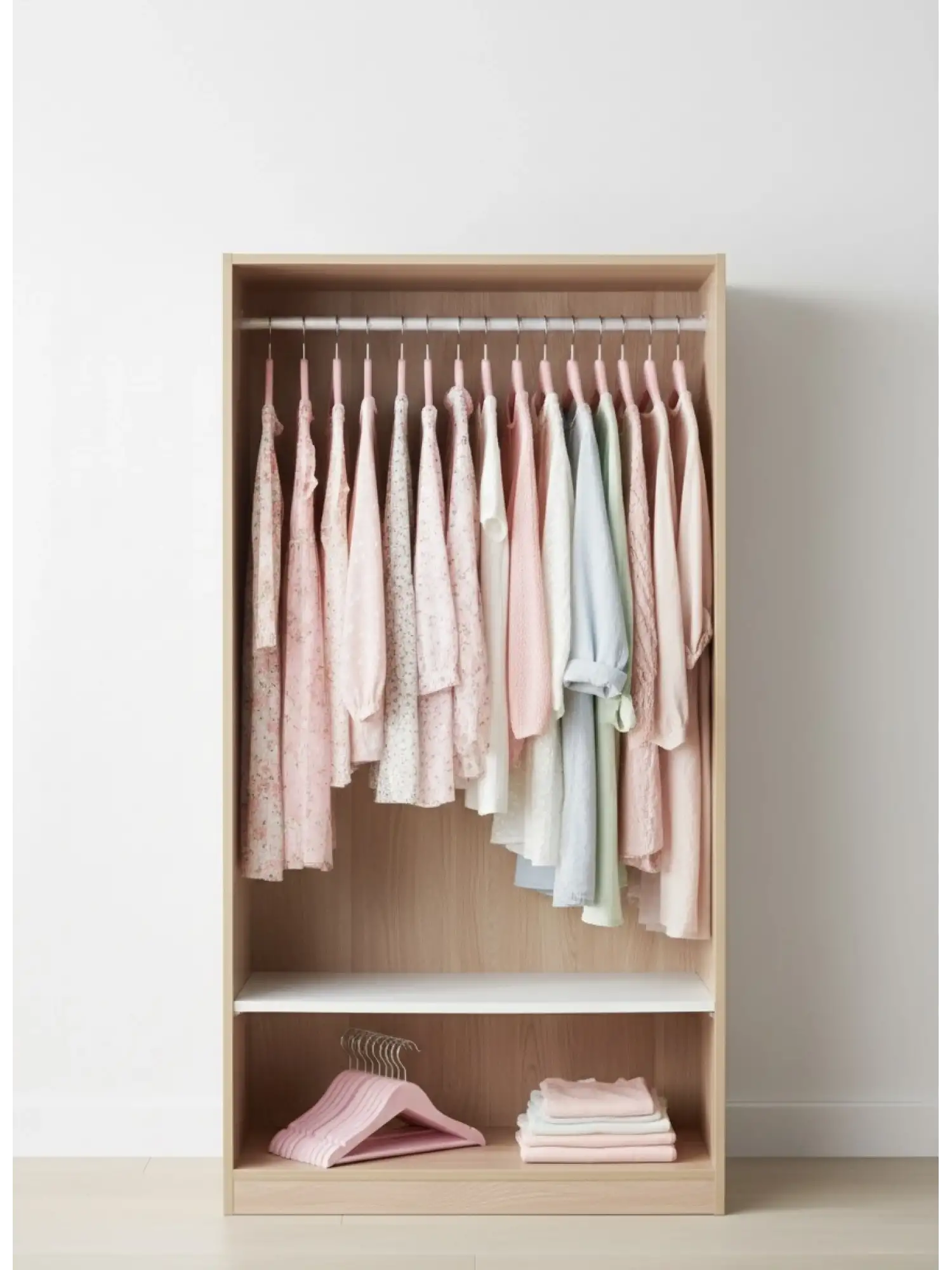 Pembe Ahşap Bebek Elbise Pantolon Askısı