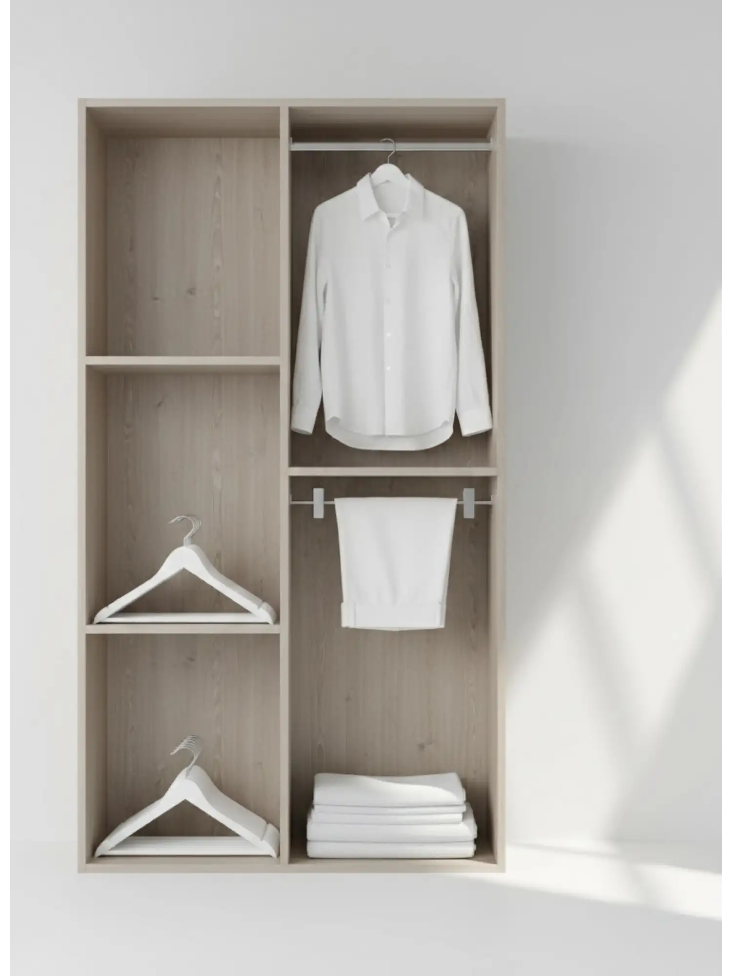 Beyaz Ahşap Elbise Pantolon Askısı