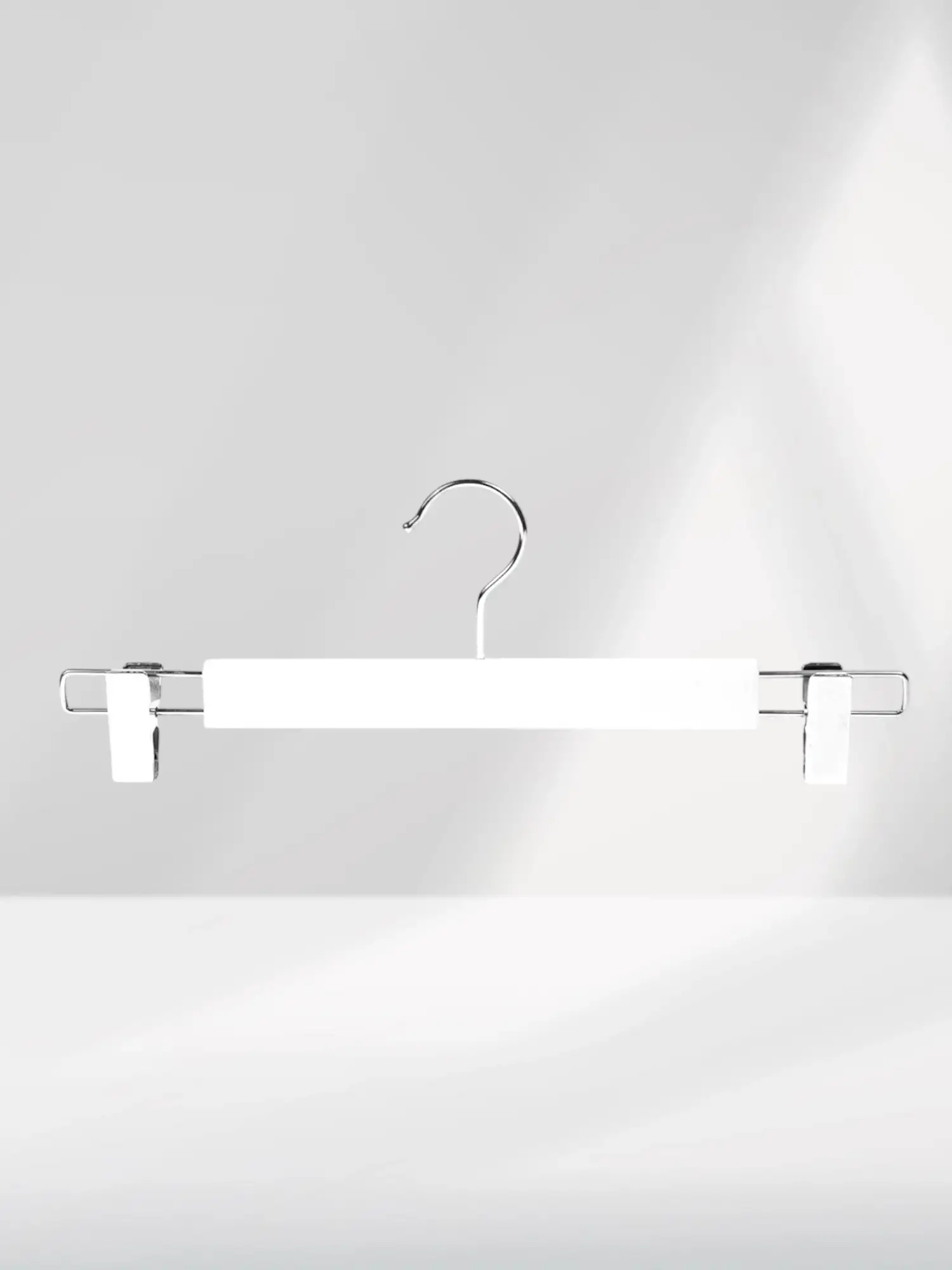 Beyaz Ahşap Pantolon Etek Askısı Gümüş Kancalı